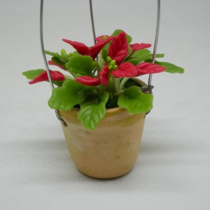 Hanging Terracotta Pot Of Christmas Plant Clay Miniature Dollhouse image 9