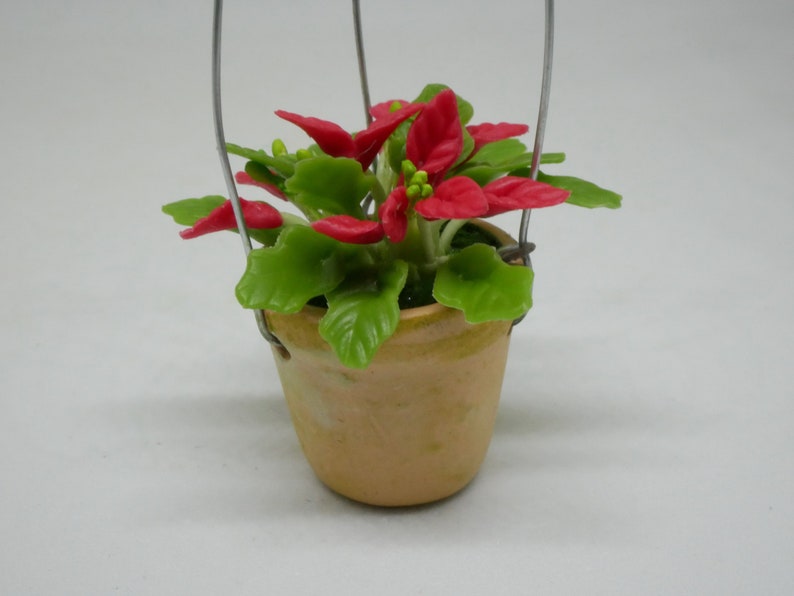 Hanging Terracotta Pot Of Christmas Plant Clay Miniature Dollhouse image 9