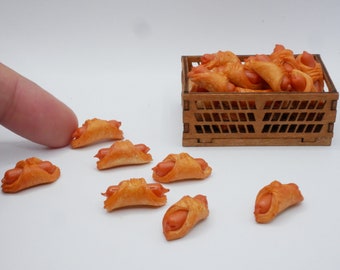 10 pcs Miniature Sausage Croissant Berker Clay Bread Clay Dollhouse Handmade