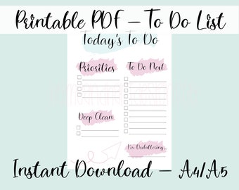 Printable To Do List - Various Sizes - Printable Planner Page - Instant Download