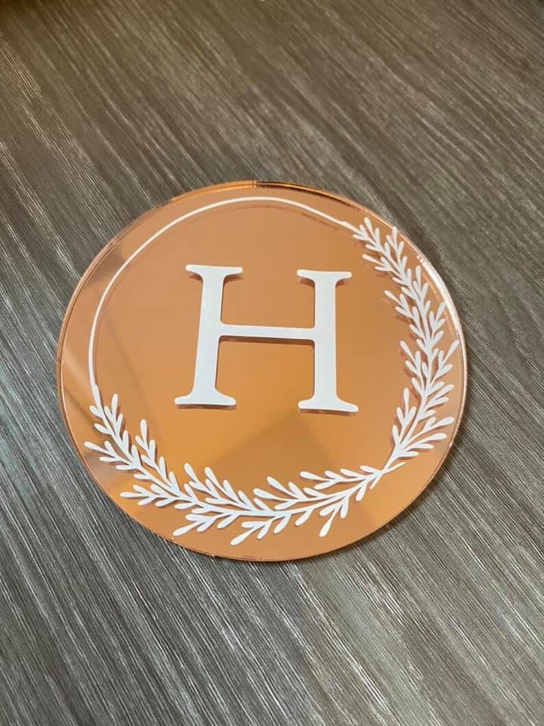 Monogrammed Rose Gold Mirror Coaster Acrylic Personalised Etsy UK