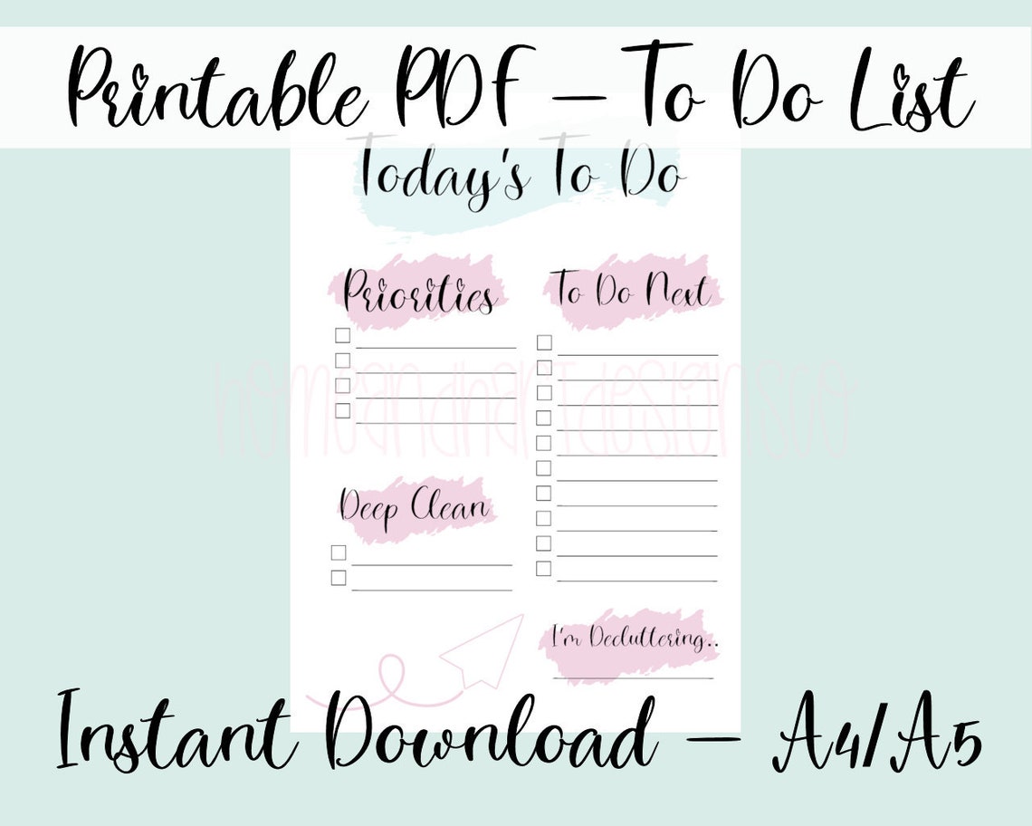 Printable to Do List Various Sizes Printable Planner Page - Etsy