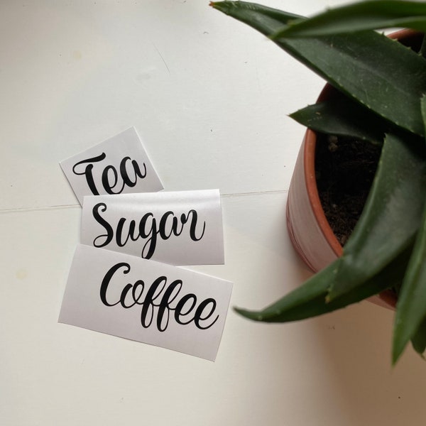 Tea Coffee Sugar Vinyl Labels - Storage Labels - Vinyl Decals