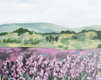 Lavender Flowers in a Mountain Field Art Print