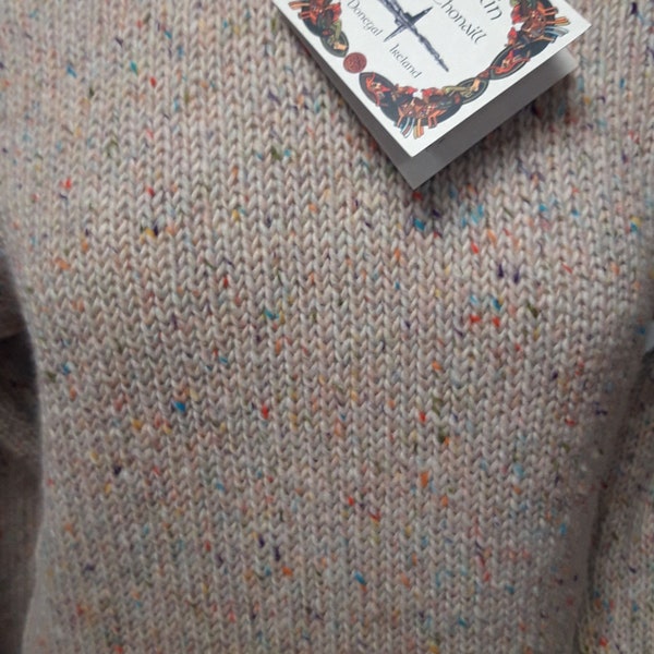 Irish Donegal  Fisherman Sweater in 100% Donegal Tweed wool