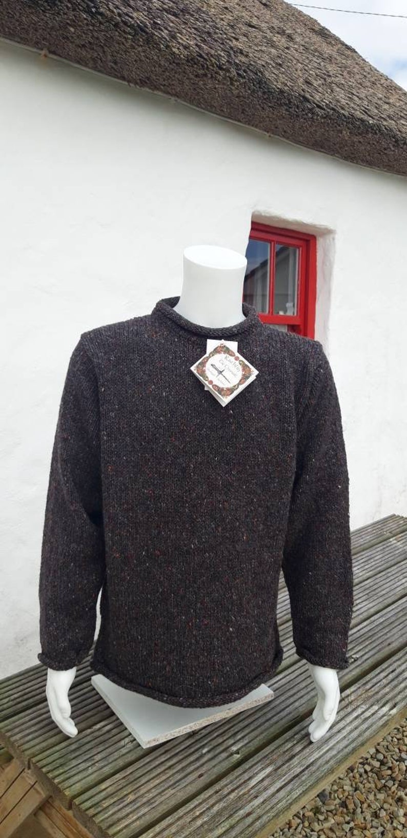 Pull pêcheur irlandais du Donegal 100 % laine tweed du Donegal image 2