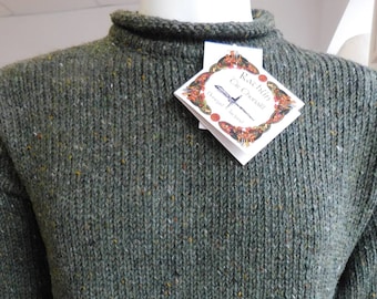 Pull pêcheur irlandais du Donegal 100 % laine tweed du Donegal