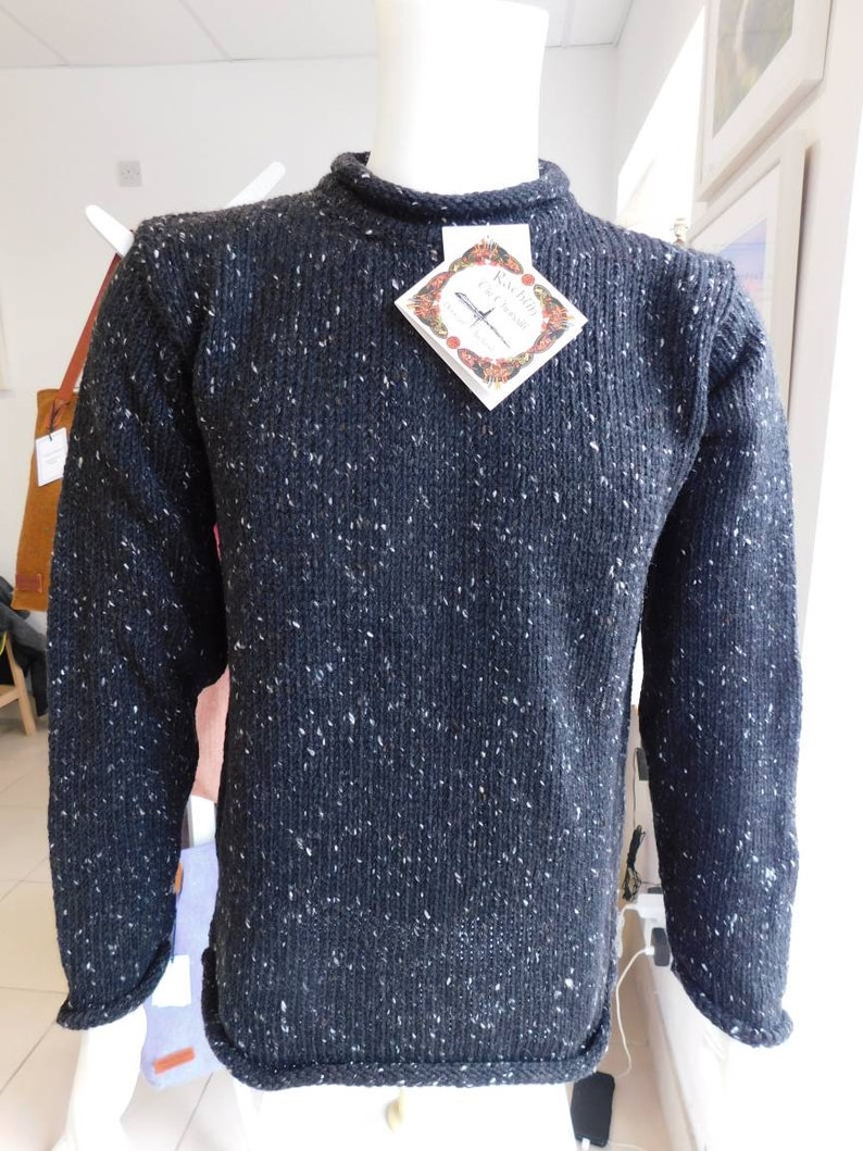 Irish Donegal Fisherman Sweater in 100% Donegal Tweed wool image 2