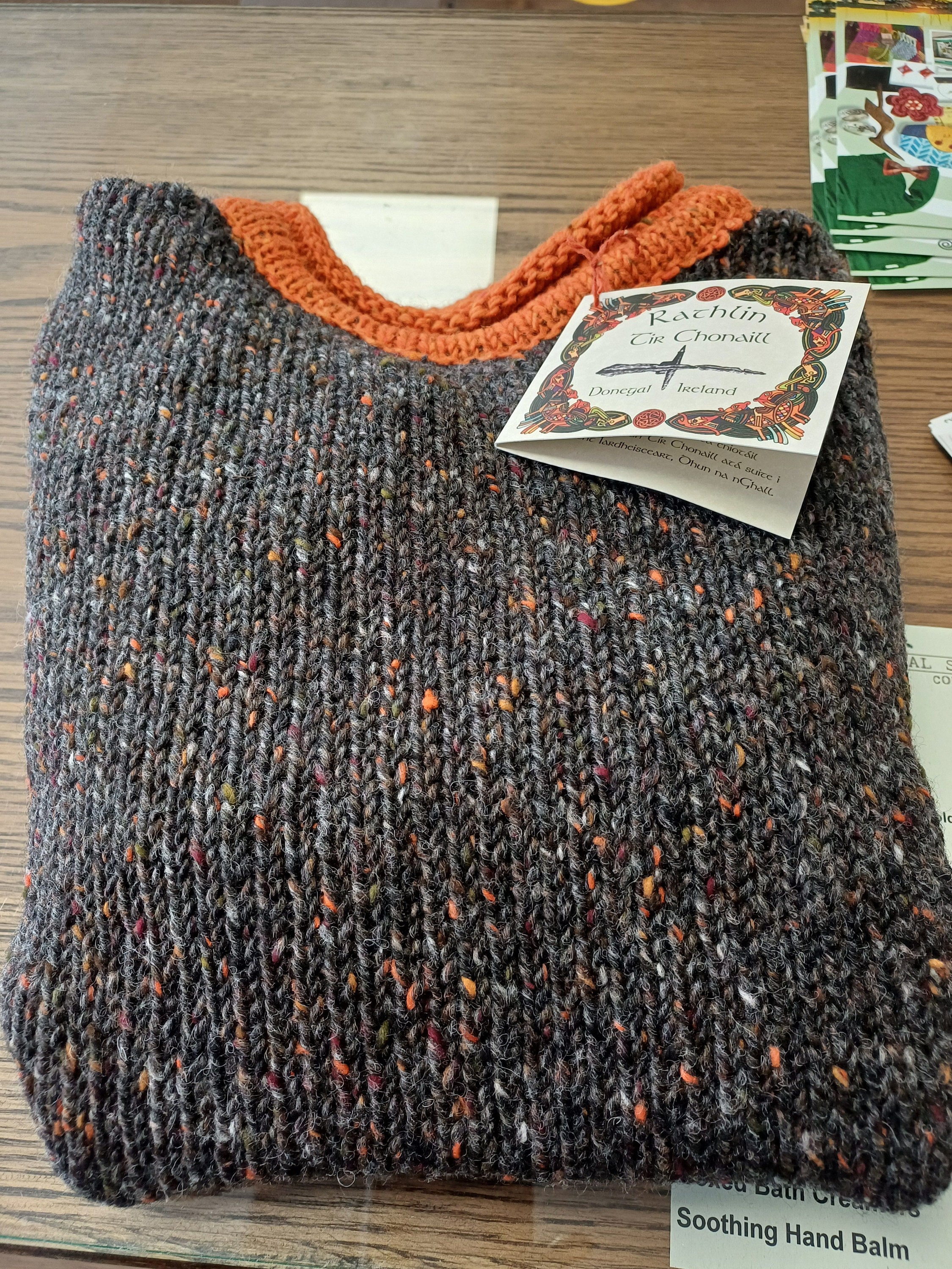 Irish Donegal  Fisherman Sweater in 100% Donegal Tweed wool