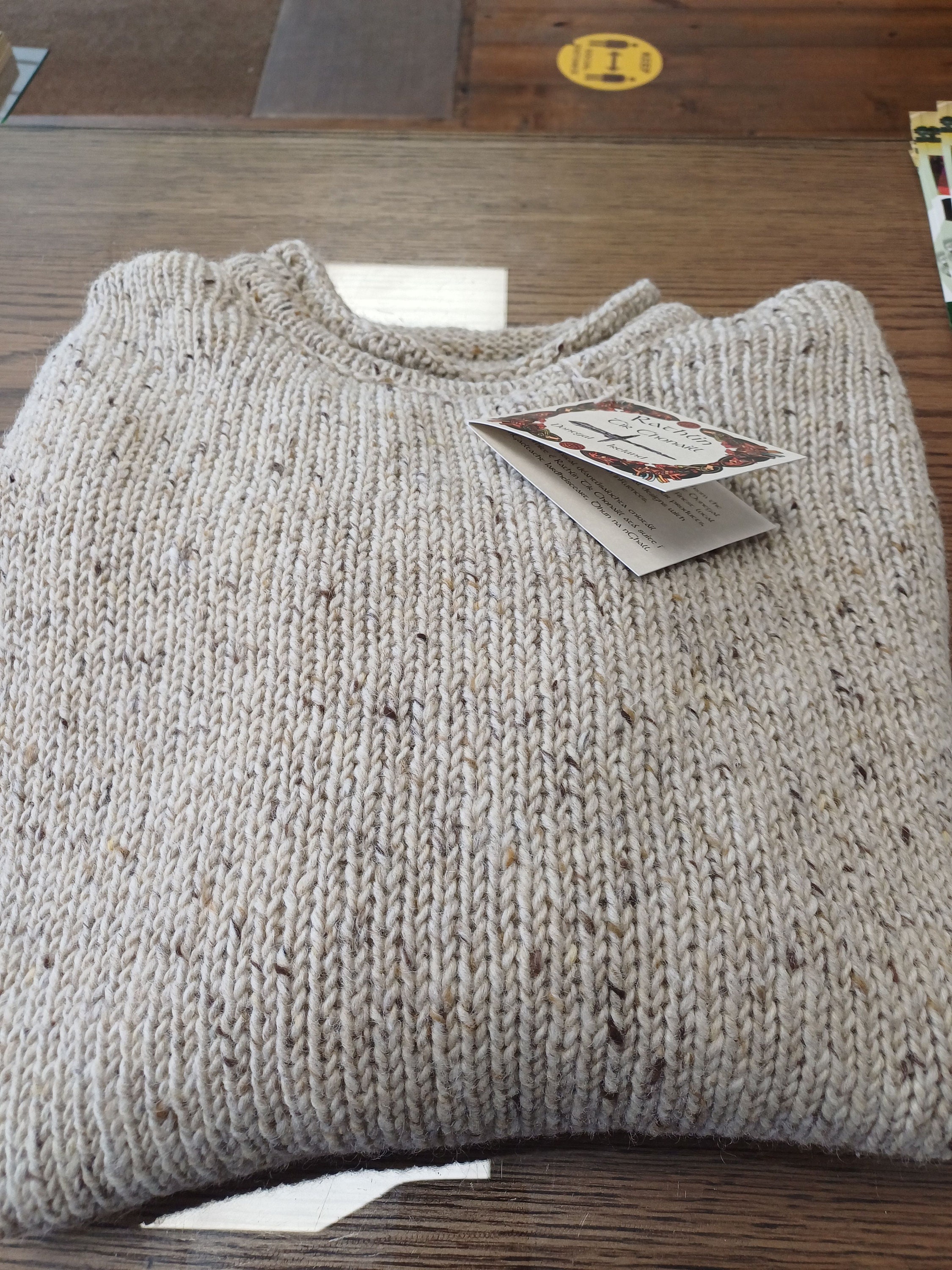 Irish Donegal  Fisherman Sweater in 100% Donegal Tweed wool
