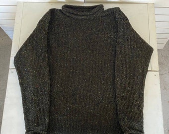 Maglione da pescatore irlandese Donegal in 100% lana Donegal Tweed