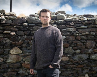 Maglione da pescatore irlandese Donegal in 100% lana Donegal Tweed