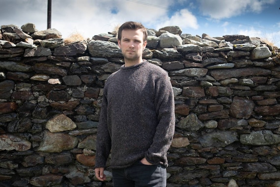 Irish Donegal Fisherman Sweater in 100 Donegal Tweed Wool Etsy Canada