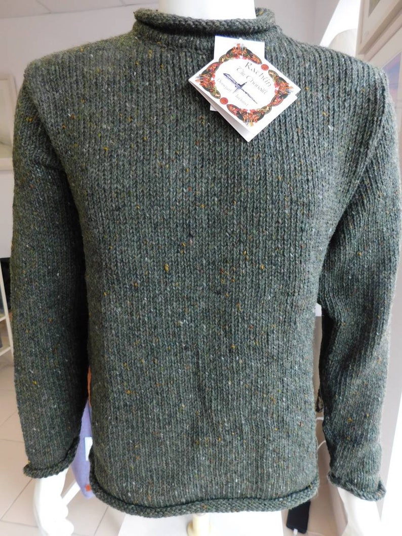 Irish Donegal Fisherman Sweater in 100% Donegal Tweed wool image 2