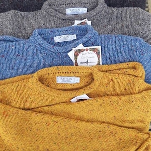 Irish Donegal Fisherman Sweater in 100% Donegal Tweed wool image 4