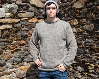 Irish Donegal Fisherman Sweater in locally produced Donegal Tweed wool