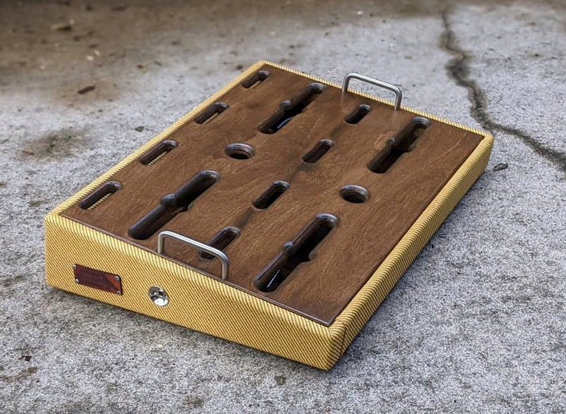 Handmade Guitar Pedalboard. Custom platform for guitar, bass, or instrumental effects pedals. Built to order.