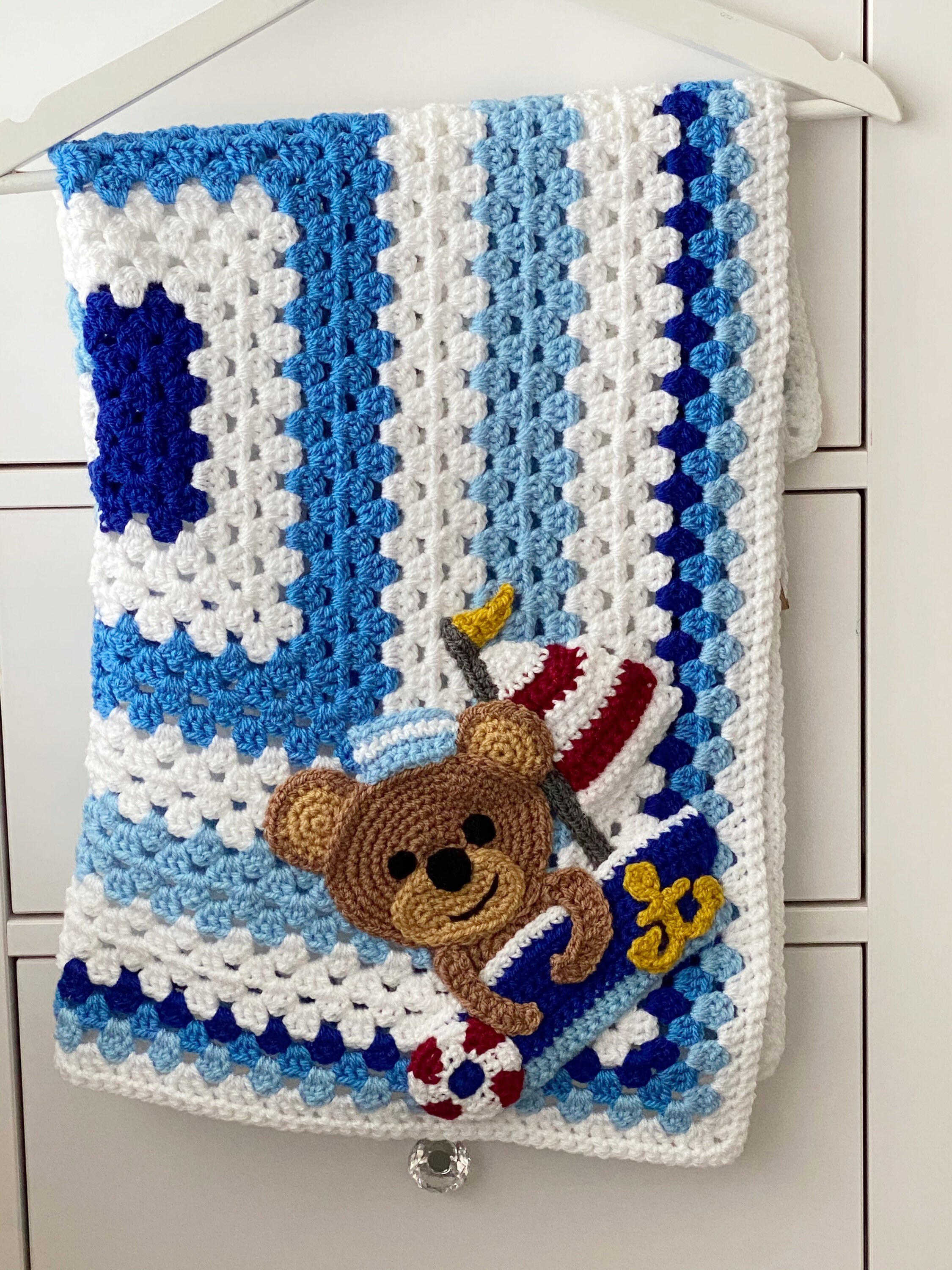 Bebe Couverture Crochet Bleu Ours En Peluche Couverture De Landau Bebe Nouveau Ne Bebe Garcon Cadeau