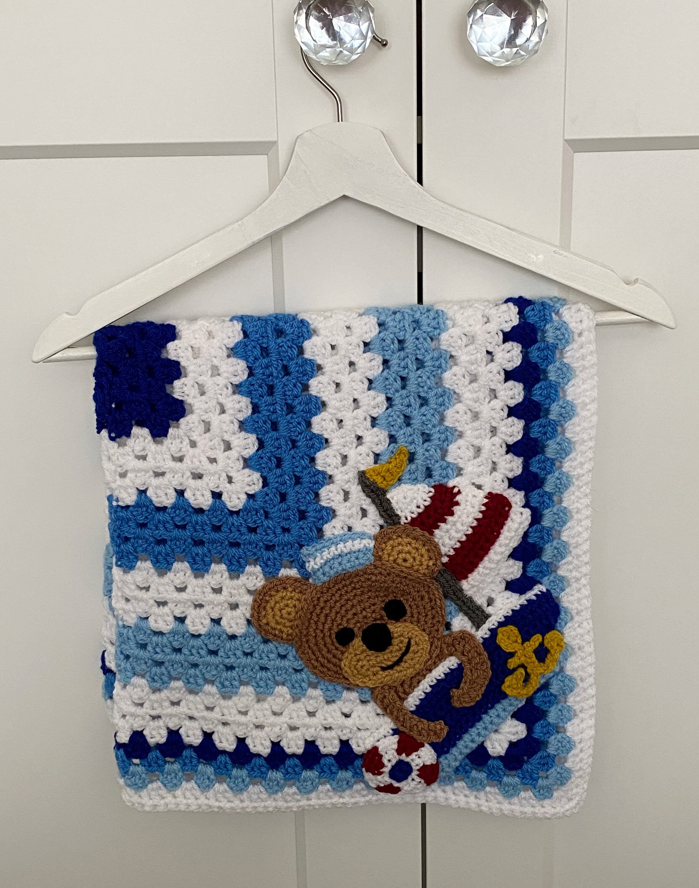 Bebe Couverture Crochet Bleu Ours En Peluche Couverture De Landau Bebe Nouveau Ne Bebe Garcon Cadeau