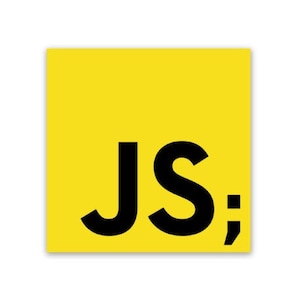 May include: A yellow square with the text "Js;" in black.