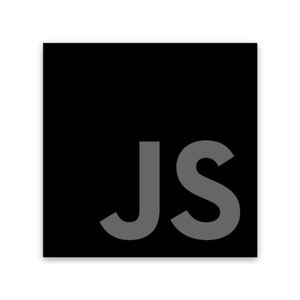 Może przedstawiać: Czarny kwadrat z literami "JS" w kolorze szarym, wyśrodkowanymi na kwadracie.