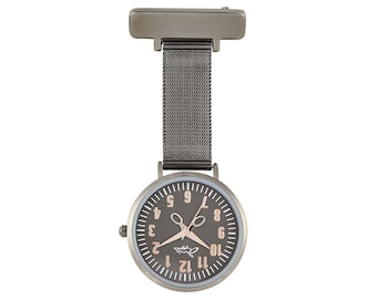 Annie Apple Rose Gold/Grey Mesh Nurses Nurse Fob Watch