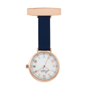 Annie Apple Meraki Roségoud/parelmoer/blauw leren verpleegsterhorloge