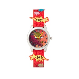 Fun Time Silicon Unisex Girls Boys Children&#39;s Dinosaur Triceratops Kids Wrist Watch 3ATM