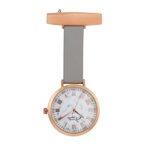 Annie Apple Meraki Marble, roségoudgrijs leren verpleegsterhorloge voor verpleegkundigen