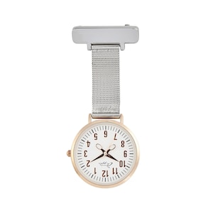 Annie Apple Rose Gold / Silver Mesh verpleegsters fob horloge