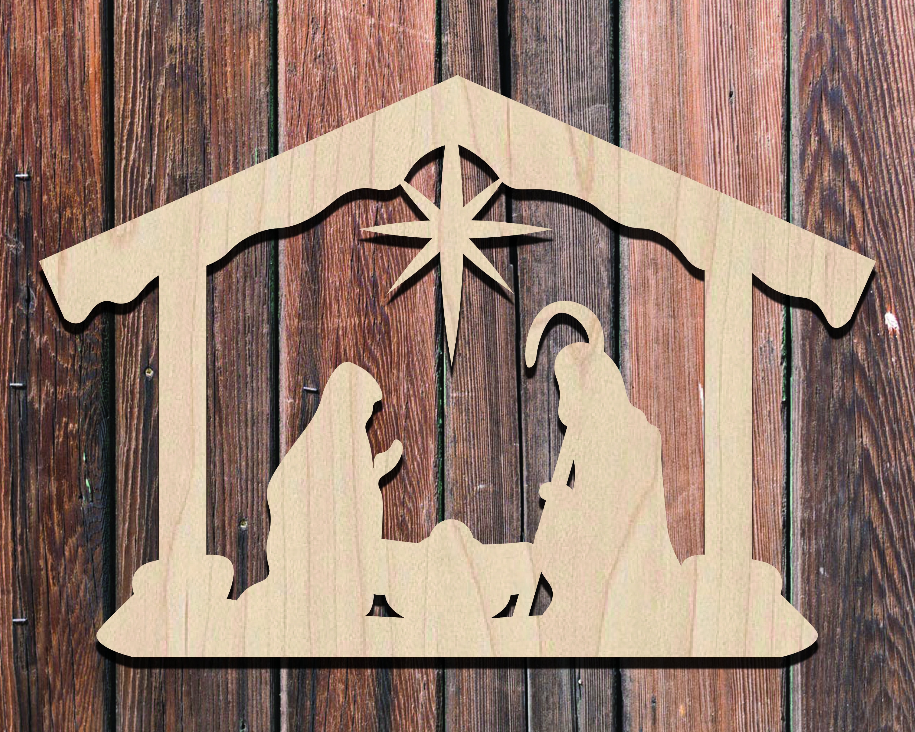 Manger Cutout Nativity Scene Christmas Wood Cutouts Wood Etsy