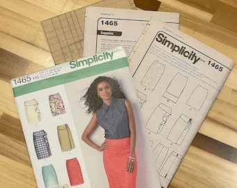 Misses' Skirt in 2 Lengths with Front and Trim Variations - Out of Print Sewing Pattern - Simplicity 1465 - Sizes 6-8-10-12-14