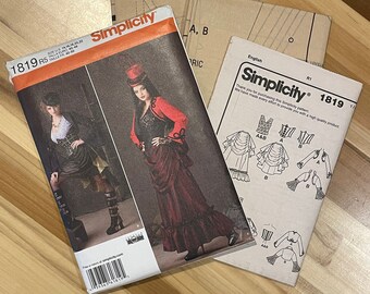 Misses Victorian Era Steampunk Cosplay Halloween Costumes (2 Styles) - Out of Print Sewing Pattern - Simplicity 1819 - Sizes 14-16-18-20-22