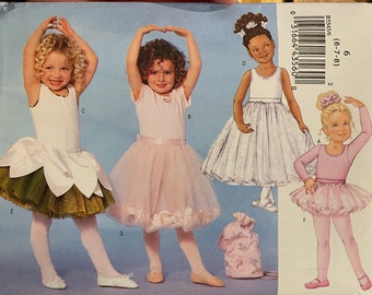 Children's and Girls' Leotard, Skirt, Bag and Ponytail Holder - Out of Print Sewing Pattern - Butterick B5545 - Sizes 6-7-8