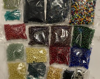 Mixed Lot Jewelry Making Supplies - Various Colors Glass Seed Beads