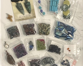 Mixed Lot Jewelry Making Supplies - Various Natural Materials - Gemstone & Shell -  Chips, Beads, Pendants