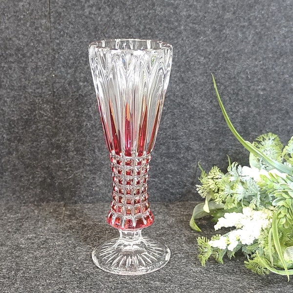 Kristall Vase, 20cm - Vintage Kristallvase, Glaskristallvase, Blumenvase, Tischvase - 70er Jahre