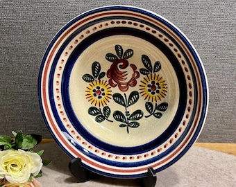 Mała, ręcznie malowana miska z dekoracją kwiatową - miska, ceramika - lata 70. - deco vintage brocante kuchnia deco ceramic