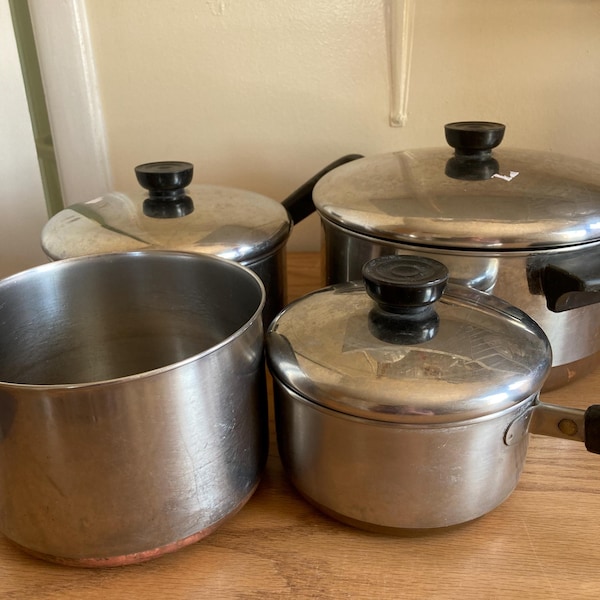 Lote de 4 ollas, cacerolas y tapas Revere Ware