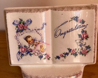 Cute vintage planter, Books of Rememberance by Royal Windsor baby congratulations