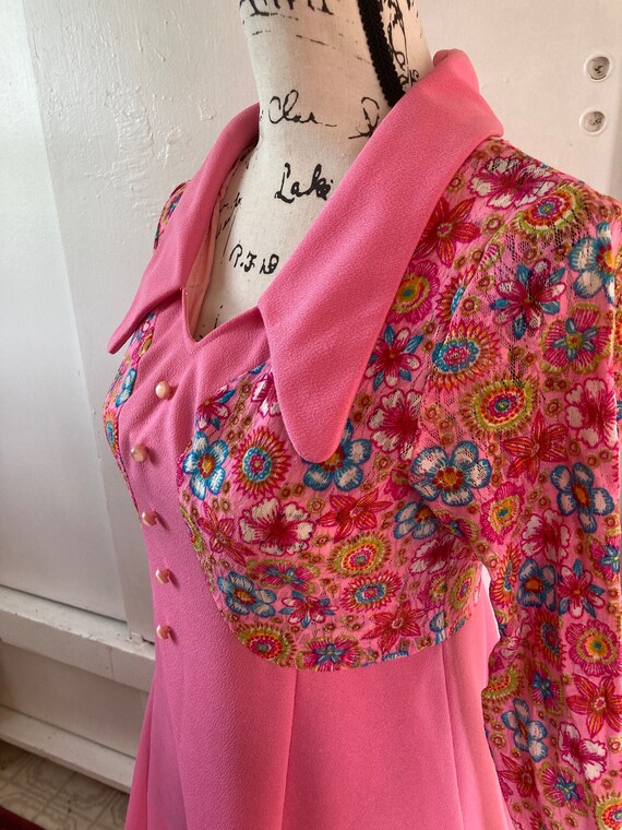 1970s pink babydoll dress, women’s small - image 4