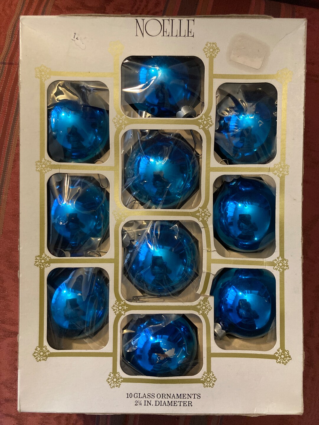 10 Blue Glass Vintage Ball Ornaments in Original Box Etsy