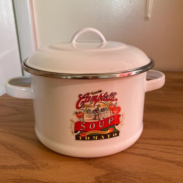 Campbell’s condensed tomato soup mini pot, Dutch oven, 1991, porcelain enamel on steel