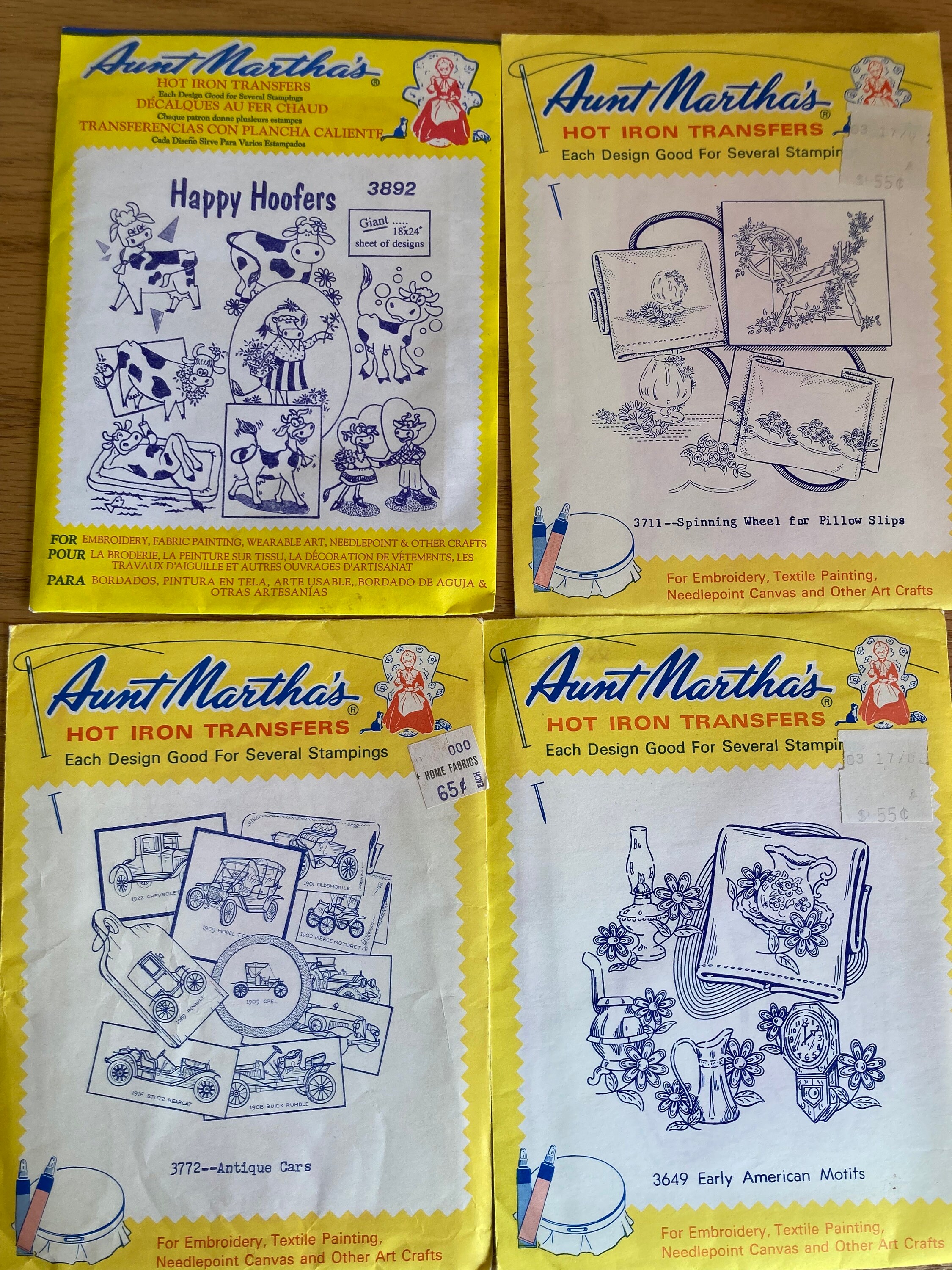 Set of 4 Aunt Marthas Hot Iron Transfers Etsy