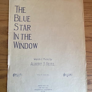 The Blue Star in the Window by Albert S. Reitz vintage sheet music
