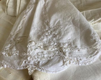Lot of 4 vintage white table cloths, stained