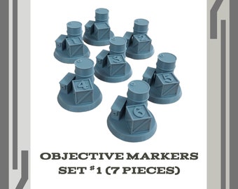 Tabletop Gaming Dungeon Objective Markers, 7 Piece Set - Terrain / Scenery - Style 1