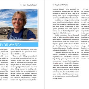 K&ouml;nnte beinhalten: Eine Frau l&auml;chelt in die Kamera, w&auml;hrend sie ein blaues Hemd mit dem Wort "ROCKS" tr&auml;gt. Der Text "So Many Beautiful Rocks!" befindet sich oben auf der Seite. Der Text "FORWARD" befindet sich in einem blauen Kasten unten auf der Seite. Der Text "Hello - it's Kate from KatyDid" befindet sich oben auf der Seite. Der Text "Thanks for joining me! When I started my YouTube channel in 2019, I never would have imagined that it would grow as quickly as it has, nor that I would meet so many fantastic rock lovers from all over the world! I envision this book as an extension of my channel - a somewhat poetic look at the transformative experience of rockhounding, focusing on the fishing accesses of the lower Yellowstone River. At the same time, I hope readers will be able to use this book to decide where they want to go hunt by giving vivid descriptions of the environment available at each fishing access, and tips about how to find gravel at the places about which I've written." befindet sich unten auf der Seite.
