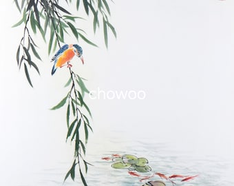 Friedlicher Tag, handgemalte orientalische Aquarelldrucke: 13x18 cm