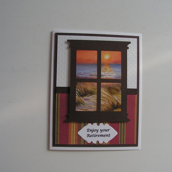 Retirement Card, Enjoy Your Retirement, Happy Retirement, Window Card, Handmade Retirement Card, For Your Retirement, Window Scene Card